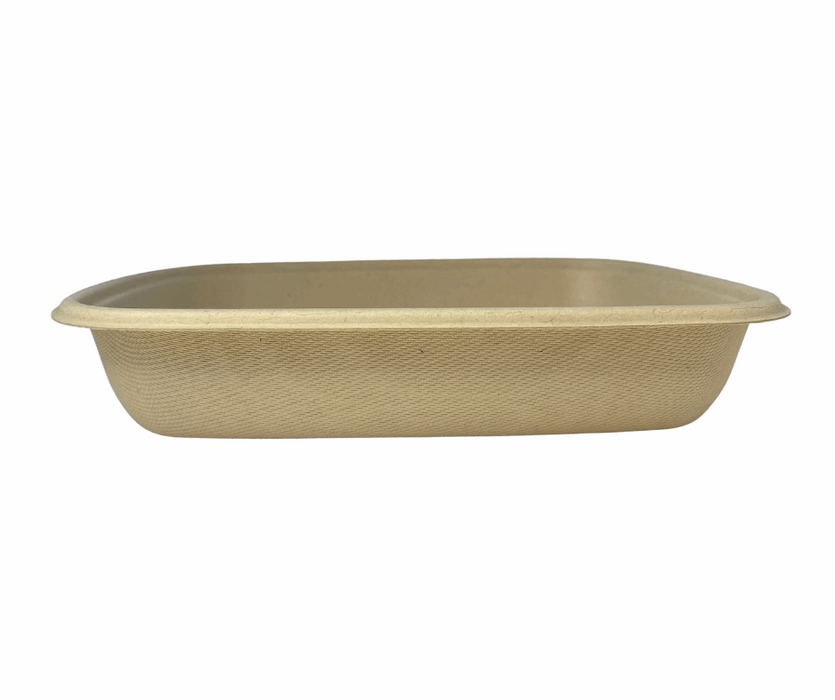 24oz Rectangular Bagasse Tray (300pcs) | Compostable | PFAS-Free