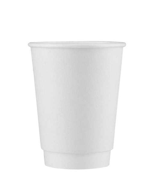 12oz double wall paper hot cup, plain white, ready for your logo