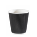 Black, 12oz, ripple wall, paper coffee cup, 90mm rim, side view