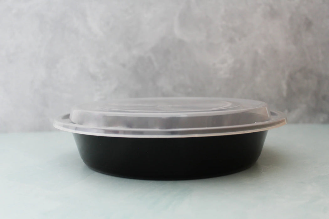 9-inch round PP food container with snap-tight lid, top view