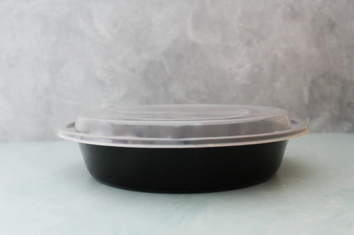 9-inch round PP food container with snap-tight lid, top view