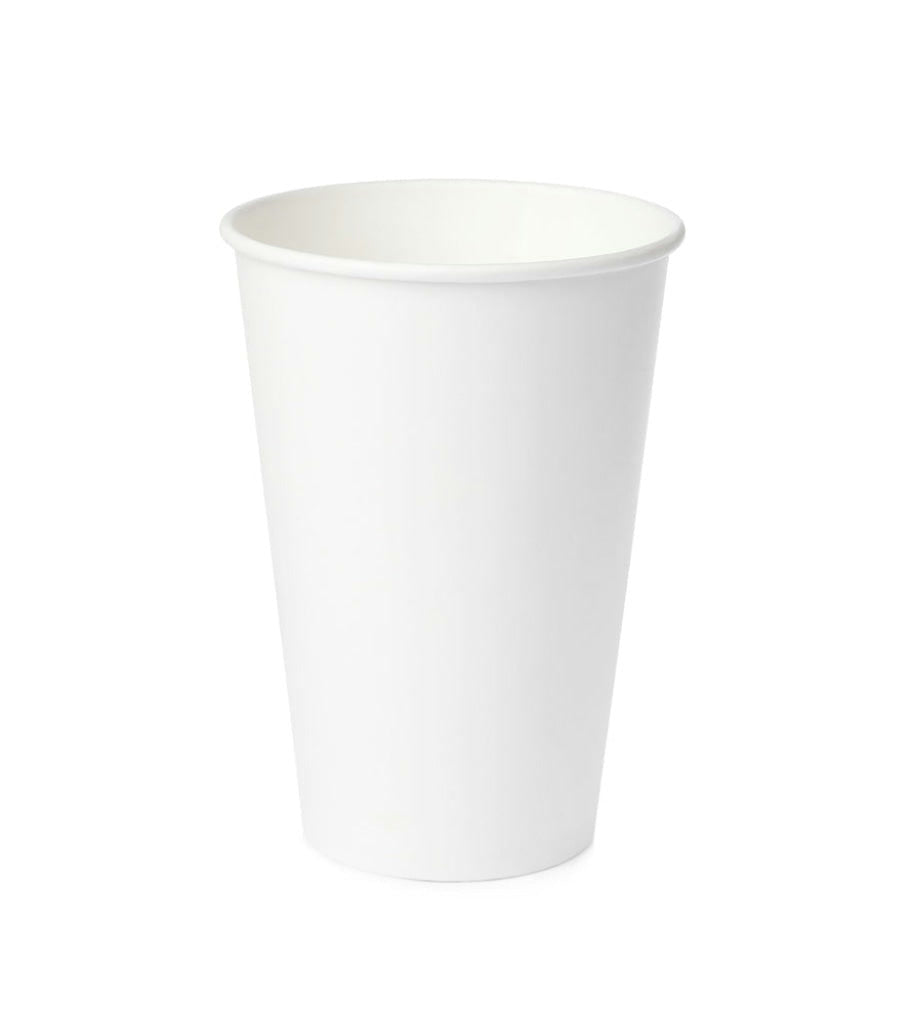 16oz single wall paper hot cup, plain white, ready for your logo