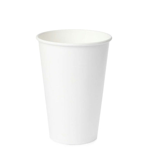 16oz single wall paper hot cup, plain white, ready for your logo