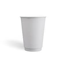 White, 12oz, double wall, paper coffee cup, 90mm rim, side view
