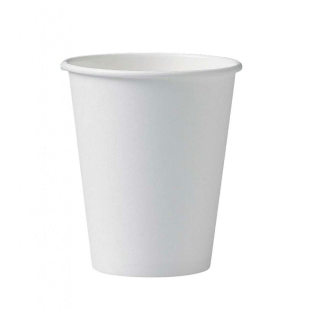 8oz single wall paper hot cup, plain white, ready for your logo