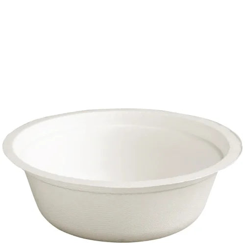 Natural bagasse 16oz salad bowl, 480ml capacity, home compostable, top view