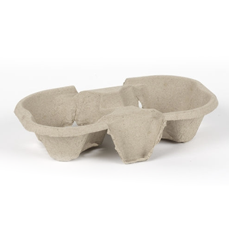 Moulded fibre 2-cup drink carrier, compostable, top view