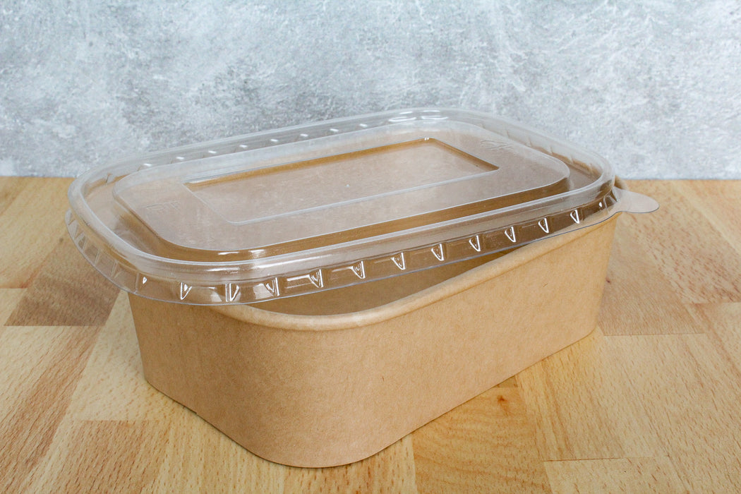 PET Lid for Rectangular Kraft Salad Bowl (500/650/750/1000ml) - 300pcs