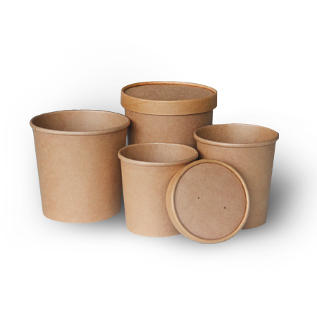 Paper Soup Bowl with Lid Kraft PP 19 Oz/550ml (50 Units)
