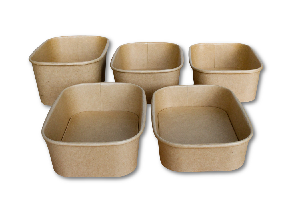 Rectangular Kraft Salad Bowl 750ml (300pcs) | Recyclable | Takeaway