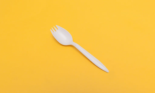 Reusable 5.5 inch cornstarch spork, white