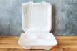 Bagasse 8X8 Clamshell (3-Compartment)