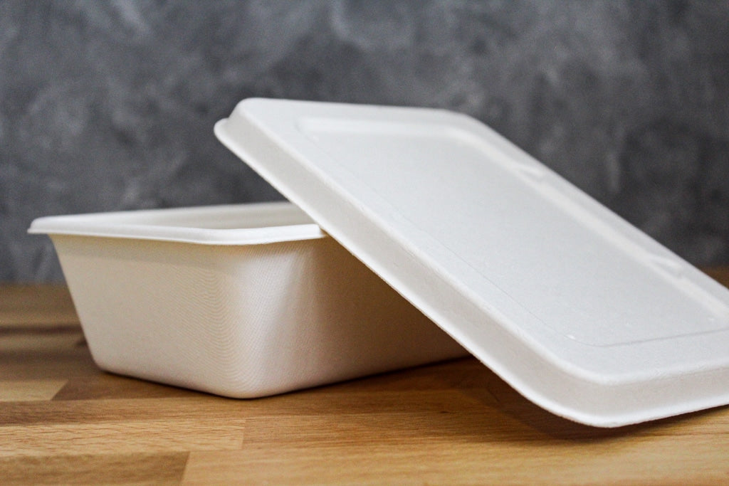 Bagasse Lid For 500Ml/800Ml Rectangle Tray Food Containers