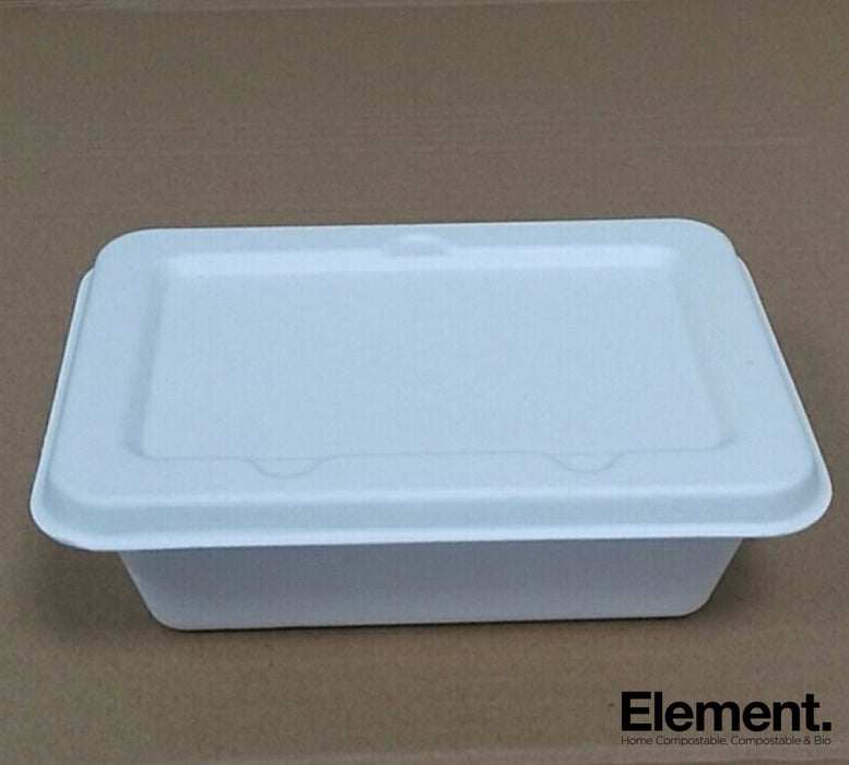 Bagasse Lid For 500Ml/800Ml Rectangle Tray Food Containers