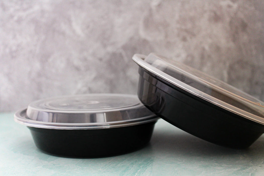 7-inch round PP food container with snap-tight lid, top view
