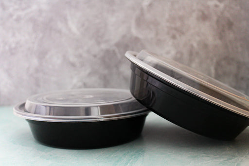 7-inch round PP food container with snap-tight lid, top view