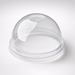 Clear 95mm domed cold cup lid with straw hole, rPET, top view