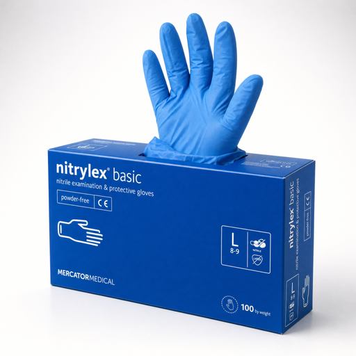 Blue Nitrylex Basic nitrile gloves, Large size, side view