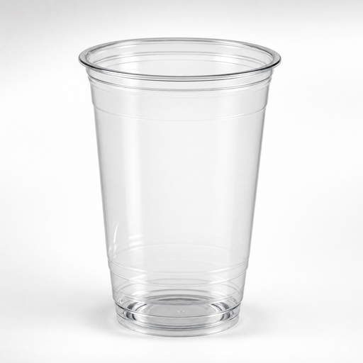 Clear 16oz rPET cold cup, 95mm rim, stack view