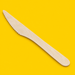 Close-up of a birchwood wooden knife 165mm, on yellow