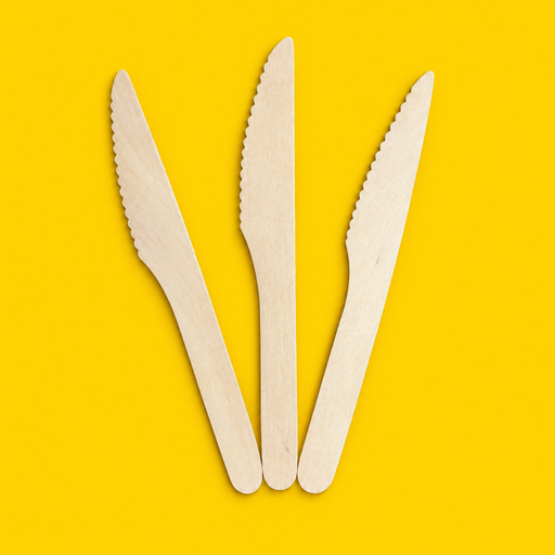 Birchwood wooden knives 165mm, on yellow