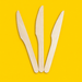 Three birchwood wooden knives 165mm on yellow