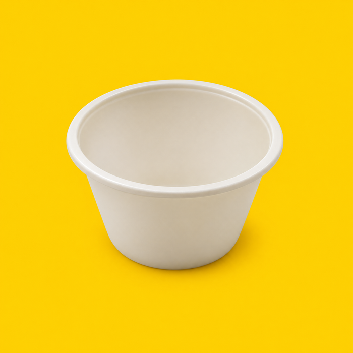 Cornstarch sauce pot 120ml (4oz), on yellow