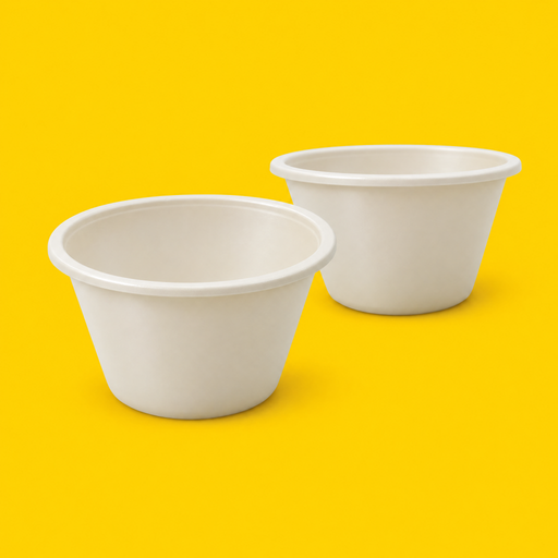 Two cornstarch sauce pots 120ml (4oz), on yellow