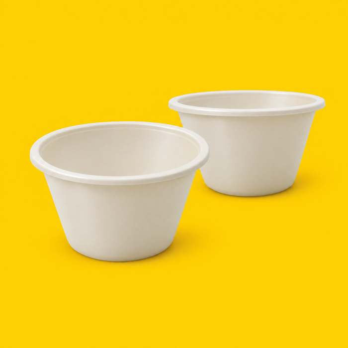 Two cornstarch sauce pots 120ml (4oz), on yellow