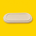 Natural bagasse oval salad bowl lid, on yellow