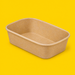 Brown kraft rectangular salad bowl 500ml, on yellow