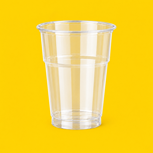 Clear RPET smoothie cup 300ml (10oz), on yellow