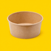 Brown kraft round salad bowl 750ml, on yellow