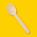 Close-up of a birchwood wooden spoon 165mm, on yellow