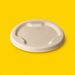 Natural bagasse lid for 1000ml round bowl, on yellow