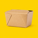 Small kraft Biobox #1 food box, closed, on yellow