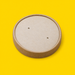 Kraft paper lid for 8oz soup container, on yellow