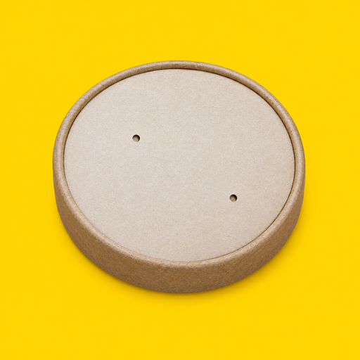 Kraft paper lid for 770/1000ml soup containers, on yellow