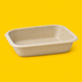 Natural bagasse rectangular tray 750ml, on yellow