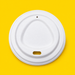 White bagasse hot cup lid 80mm, on yellow