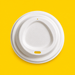 White bagasse hot cup lid 90mm, on yellow