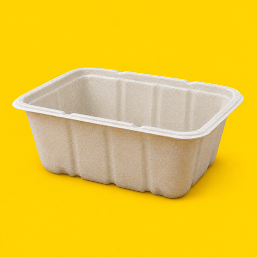 Natural bagasse deep box 1500ml, on yellow