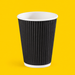 Black ripple wall hot cup 355ml (12oz), on yellow