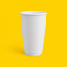 White double wall hot cup 473ml (16oz), on yellow