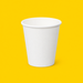 White single wall hot cup 180ml (6oz), on yellow