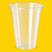 Clear PET cold cup 355ml (12oz), on yellow