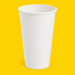White single wall hot cup 473ml (16oz), on yellow