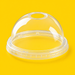 Clear PET dome lid with straw hole 90mm, on yellow