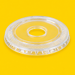 Clear PET flat lid with large straw hole 90mm, on yellow