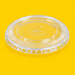 Clear PET flat lid 98mm, on yellow